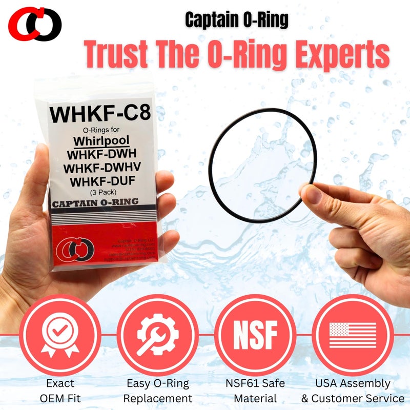 Captain O-Ring - (3 Pack) Replacement WHKF-C8 O-Rings for Whirlpool WHKF-DWHV, WHKF-DWH & WHKF-DUF Water Filter Housing - Image 5